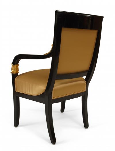 Pair of Austrian Biedermeier Ebonized Upholstered Armchairs