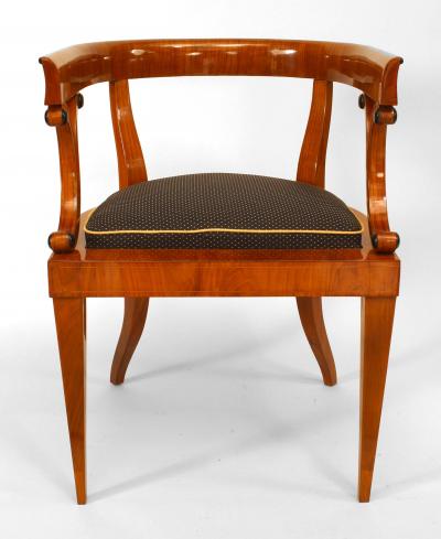Pair of Austrian Biedermeier Veneer Arm Chairs