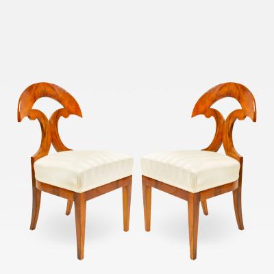 Pair of Austrian Biedermeier Walnut Side Chairs