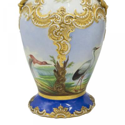 Pair of Austrian Vienna Blue and White Porcelain Vases