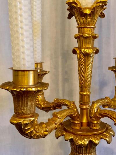 Pair of Bagu s Style Cut Crystal and Gilt Brass Table Candelabras or Lamps
