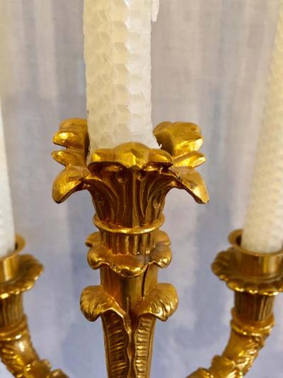 Pair of Bagu s Style Cut Crystal and Gilt Brass Table Candelabras or Lamps