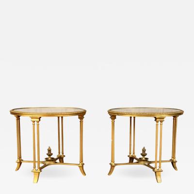 Pair of Bagues Style Gilt Bronze Neoclassical End Tables or Pedestals