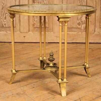 Pair of Bagues Style Gilt Bronze Neoclassical End Tables or Pedestals