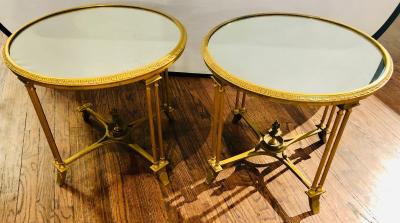 Pair of Bagues Style Gilt Bronze Neoclassical End Tables or Pedestals