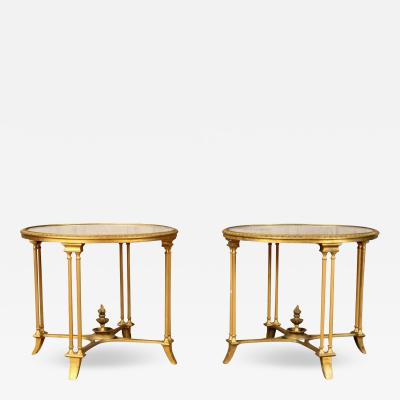 Pair of Bagues Style Gilt Bronze Neoclassical End Tables or Pedestals