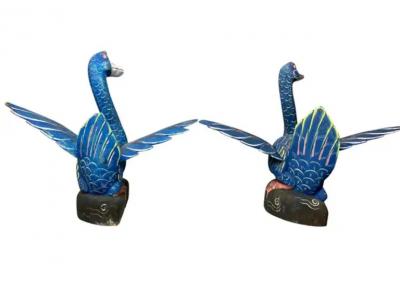 Pair of Balinese Carved and Painted Ducks from John Volks Estate