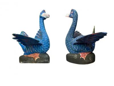 Pair of Balinese Carved and Painted Ducks from John Volks Estate