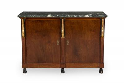 Pair of Baltic Empire Style Black and Green Marble and Mahogany and Parcel Gilt