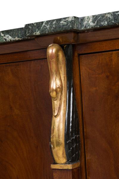Pair of Baltic Empire Style Black and Green Marble and Mahogany and Parcel Gilt