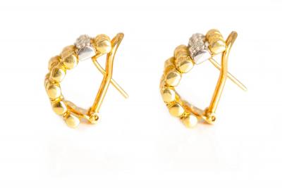 Pair of Bamboo 18k Gold Earrings with 32 Diamonds by Roberto Coin