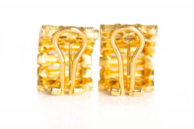 Pair of Bamboo 18k Gold Earrings with 32 Diamonds by Roberto Coin