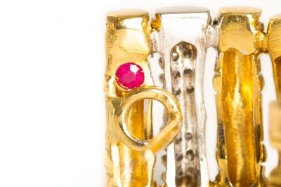 Pair of Bamboo 18k Gold Earrings with 32 Diamonds by Roberto Coin