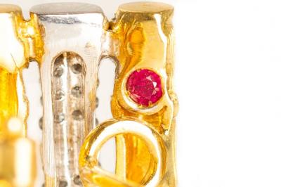 Pair of Bamboo 18k Gold Earrings with 32 Diamonds by Roberto Coin