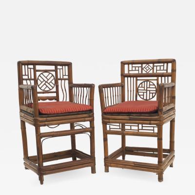 Pair of Bamboo 1st qtr 20th Cent Arm Chairs