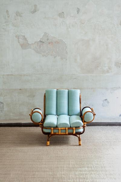 Pair of Bamboo Armchairs 1960s Style