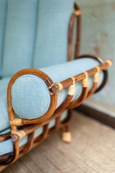 Pair of Bamboo Armchairs 1960s Style