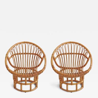 Pair of Bamboo Lounge Chairs Italy 1960s