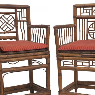 Pair of Bamboo Medallion Back Armchairs