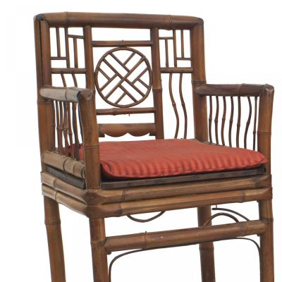 Pair of Bamboo Medallion Back Armchairs