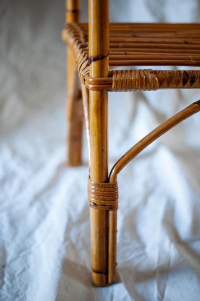 Pair of Bamboo Nightstands With Open Shelves 1970s