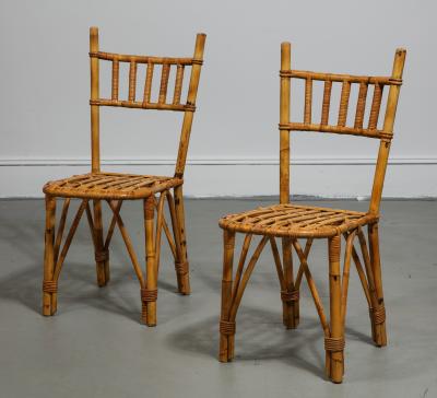 Pair of Bamboo Side Chairs France c 1960