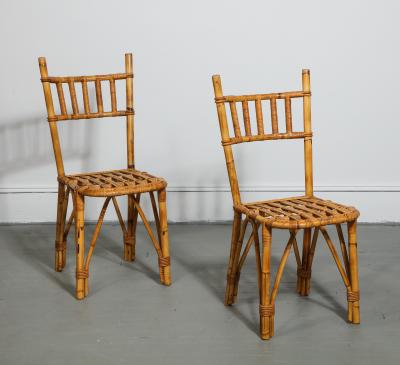 Pair of Bamboo Side Chairs France c 1960