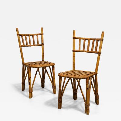 Pair of Bamboo Side Chairs France c 1960