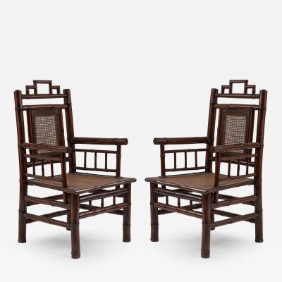 Pair of Bamboo Spindle Armchairs