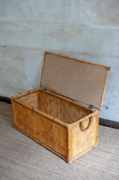 Pair of Bamboo Storage Trunks 1980s