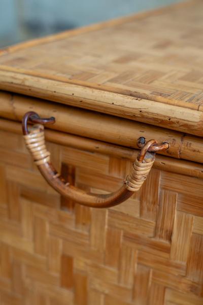 Pair of Bamboo Storage Trunks 1980s