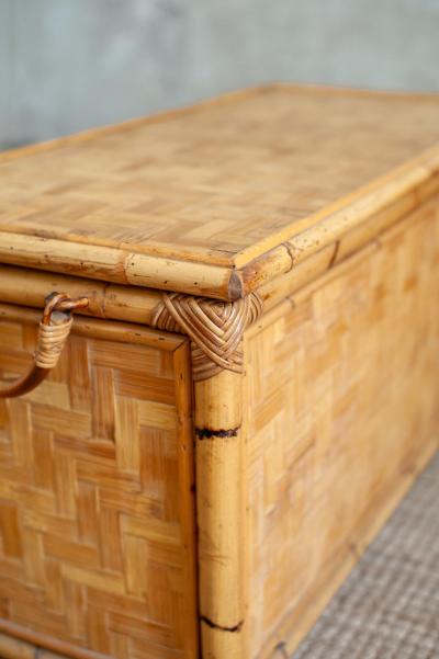 Pair of Bamboo Storage Trunks 1980s