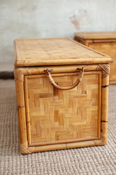 Pair of Bamboo Storage Trunks 1980s