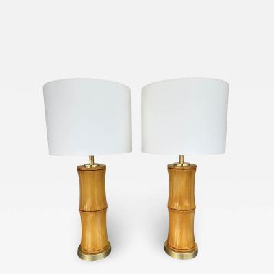 Pair of Bamboo and Brass Lamps Italy