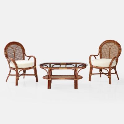 Pair of Bamboo and Rattan Armchairs