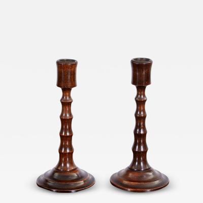 Pair of Bamboo turned Candlesticks