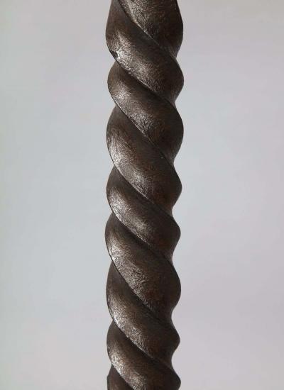 Pair of Baroque Bronze and Iron Andirons