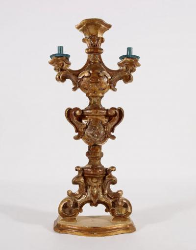 Pair of Baroque Giltwood Flat Back Candelabra Circa 1700