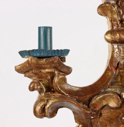 Pair of Baroque Giltwood Flat Back Candelabra Circa 1700