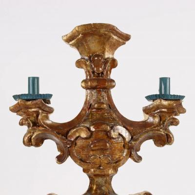 Pair of Baroque Giltwood Flat Back Candelabra Circa 1700
