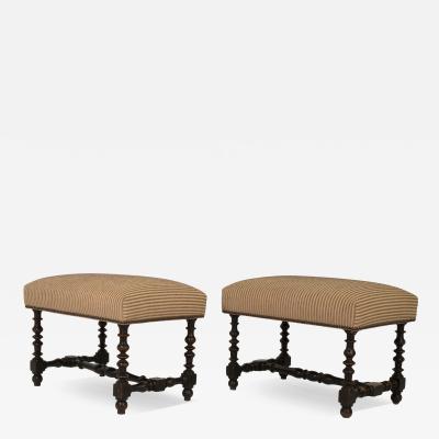 Pair of Baroque Period Turned Walnut Stools French circa 1750