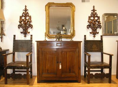 Pair of Baroque walnut arm chairs