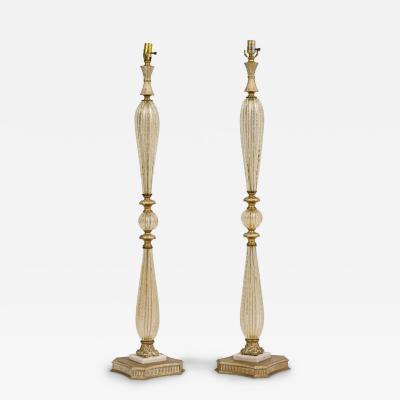Pair of Barovier Toso Italian Mid Century Bubble and Gold Fleck Murano Glass F