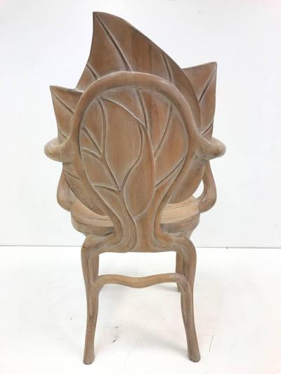 Pair of Bartolozzi Maioli Carved Wooden Leaf Armchairs