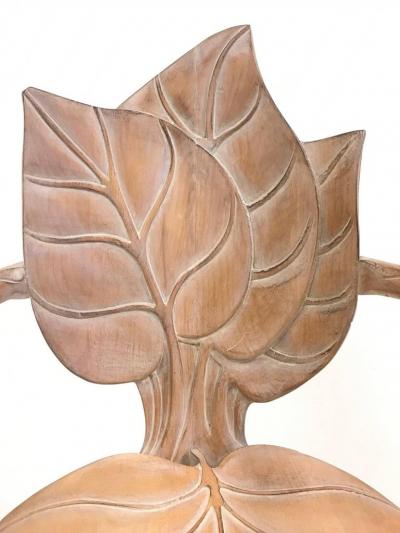 Pair of Bartolozzi Maioli Carved Wooden Leaf Armchairs