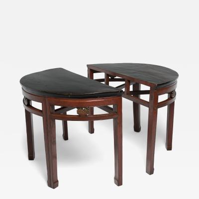 Pair of Basket of Plenty Demi Lune Tables