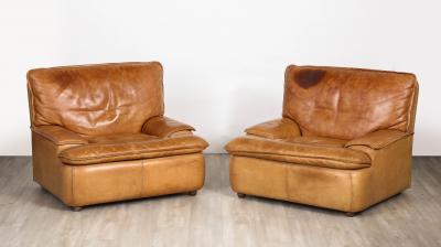 Pair of Belgian Leather Lounge Chairs circa 1970