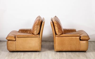 Pair of Belgian Leather Lounge Chairs circa 1970