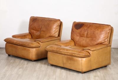 Pair of Belgian Leather Lounge Chairs circa 1970