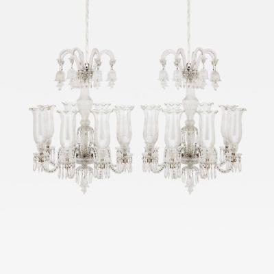 Pair of Belle poque style clear cut glass chandeliers